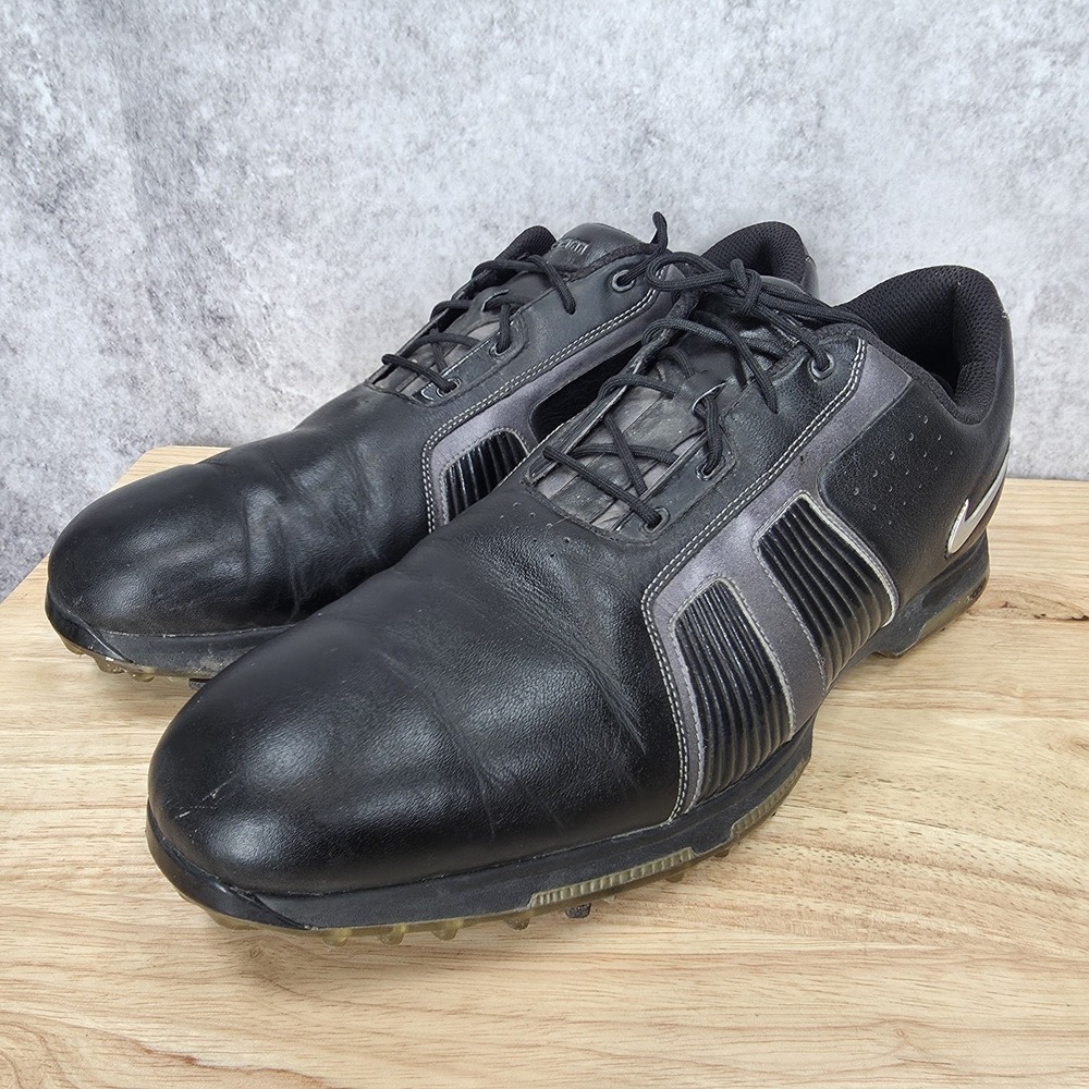 Nike Zoom Trophy Golf Shoes Mens 14 Black Metallic Leather Sneakers 483246-001 - Picture 5 of 11